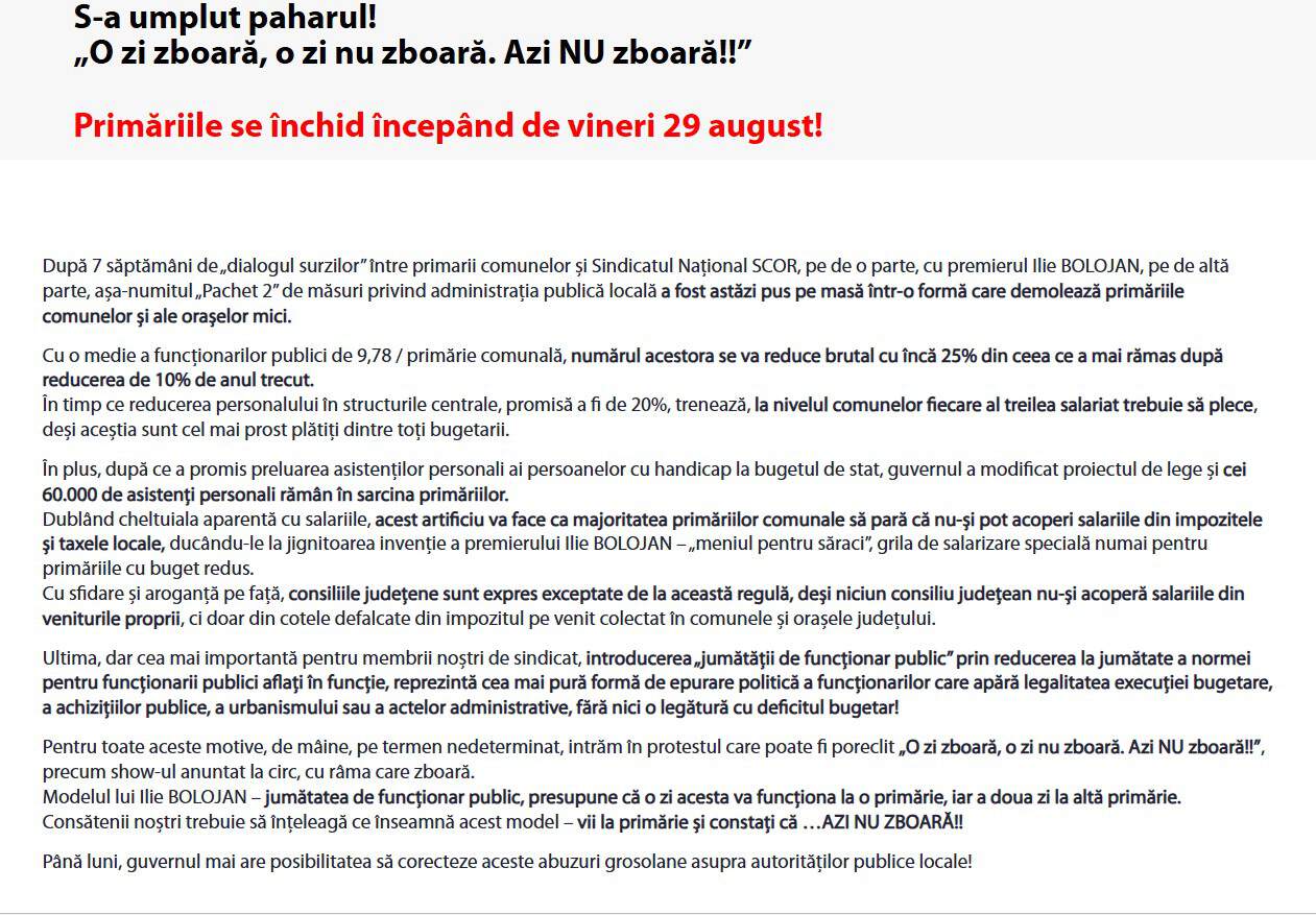 Știre actualizată. Protest la primării după pachetul 2 al măsurilor guvernamentale — activitate oprită pe termen nelimitat 1 Știre actualizată. Protest la primării după pachetul 2 al măsurilor guvernamentale — activitate oprită pe termen nelimitat