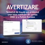 Tentativă de fraudă: falsă notificare despre o amendă online din partea DNSC și a Poliției Române