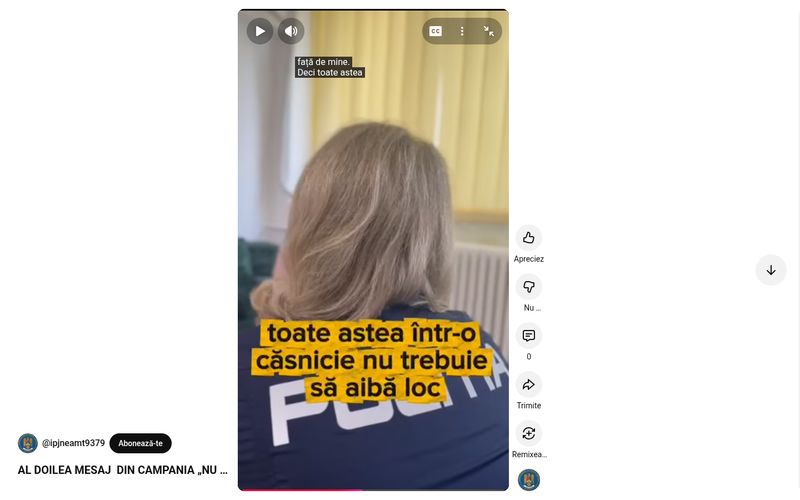 Video
"Nu merită să-ți distrugi viața!" – mărturia unei victime a violenței domestice
