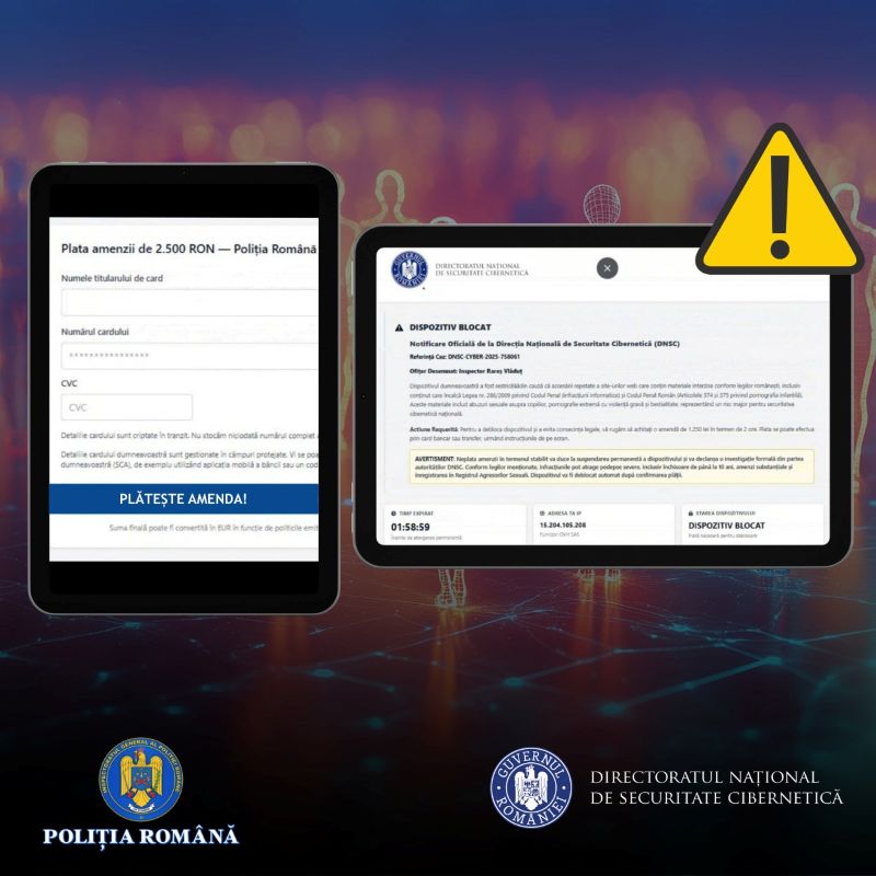Tentative de fraudă online în numele Directoratului Național de Securitate Cibernetică și al Poliției Române