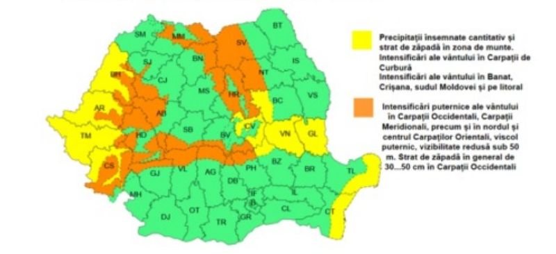 Vreme severă în nord-estul țării. Viscol și vânt puternic în județele Suceava, Neamț și Bacău