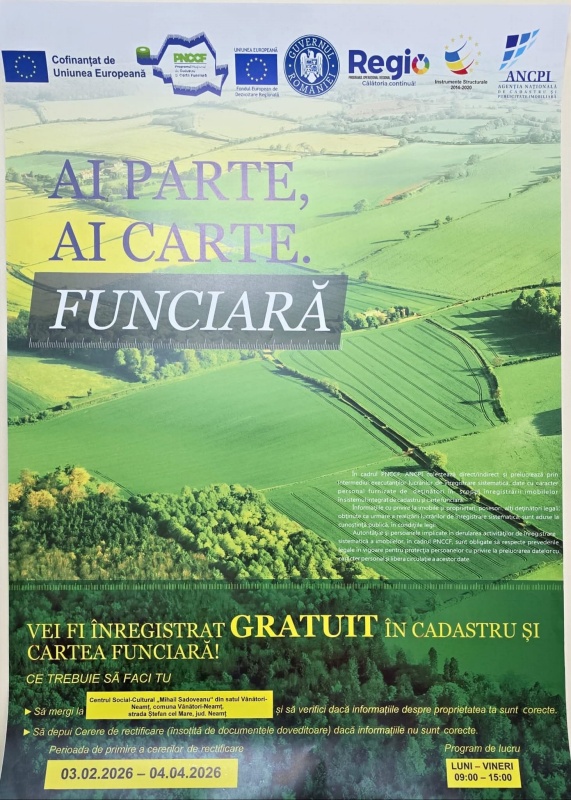 Peste 10.000 de imobile din comuna Vânători-Neamț măsurate
