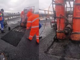 Foto/video. Reparații cu tehnologia IR (infraroșu) pe Varianta Ocolitoare Bacău (A7)