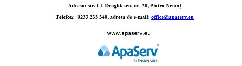 Apa Serv SA, comunicat de presă. Semnarea contractului de finanțare pentru „Proiectul regional de dezvoltare a Infrastructurii de apă și apă uzată din județul Neamț în perioada 2021-2027 cofinanțat de Uniunea Europeană 2 Apa Serv SA, comunicat de presă. Semnarea contractului de finanțare pentru „Proiectul regional de dezvoltare a Infrastructurii de apă și apă uzată din județul Neamț în perioada 2021-2027 cofinanțat de Uniunea Europeană