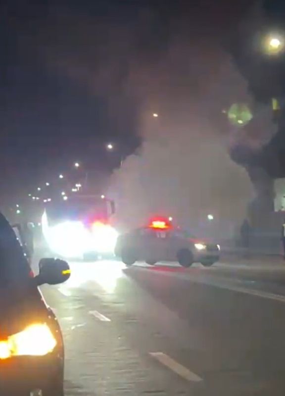 Iași. O autospecială de poliție a luat foc în mers