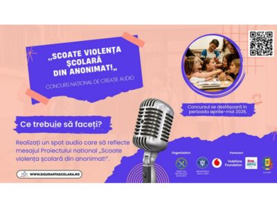 „Scoate violența școlară din anonimat”. Concurs național de creație audio pentru elevi