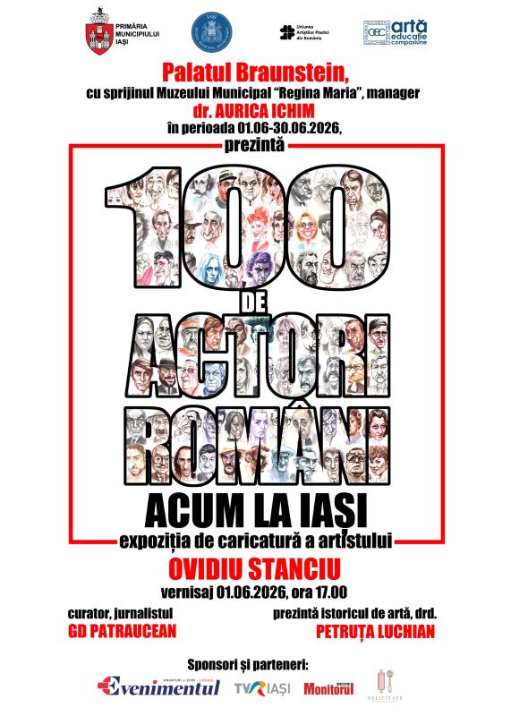 Invitație inedită la o expozitie de caricatură ”100 de actori români! Acum la Iași”- protagonist Ovidiu Stanciu