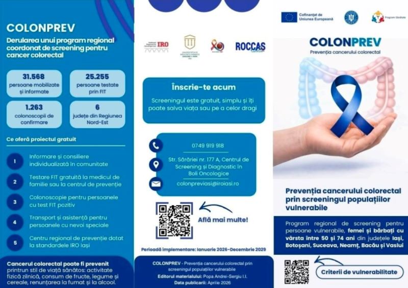Program național de screening pentru depistarea cancerului colorectal, implementat în Regiunea Nord-Est