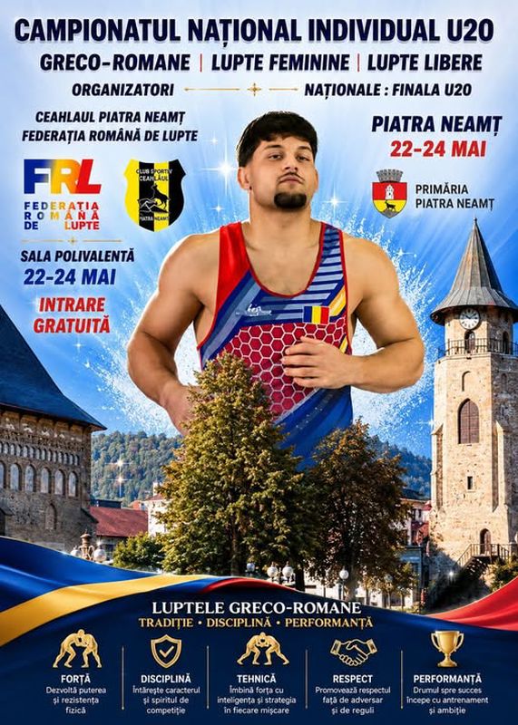 Start la Campionatul Național Individual U20 de Lupte organizat la Piatra Neamț