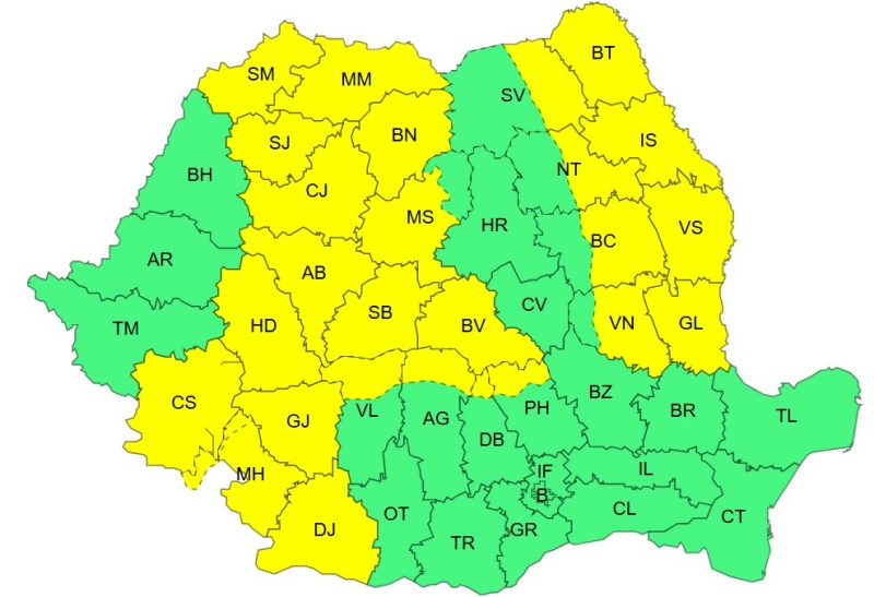Cod galben de vânt în regiunea Nord Est