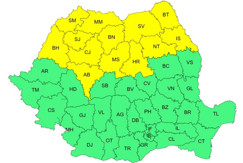 Avertizare meteo: furtuni cu descărcări electrice, vijelii și, izolat, grindină de medii și mici dimensiuni în Neamț, Suceava, Iași și Botoșani