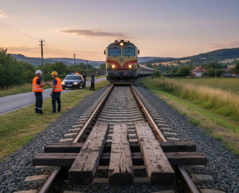Suceava. A fost găsită persoana care a pus traverse de lemn pe calea ferată – bărbatul a fost internat la psihiatrie