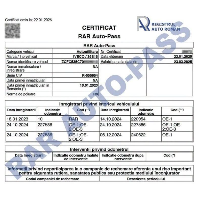 Practici înșelătoare în obținerea certificatul RAR Auto-Pass