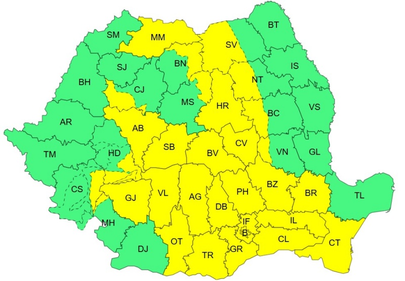Cod galben de instabilitate atmosferică și averse în Neamț, Bacău și Suceava