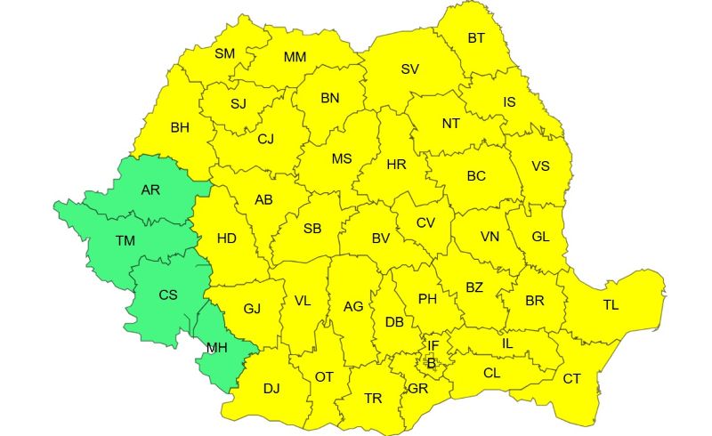 Cod galben de vânt și precipitații în Moldova