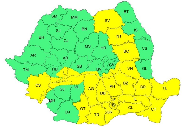 Cod galben de ploi consistente în Regiunea Nord-Est