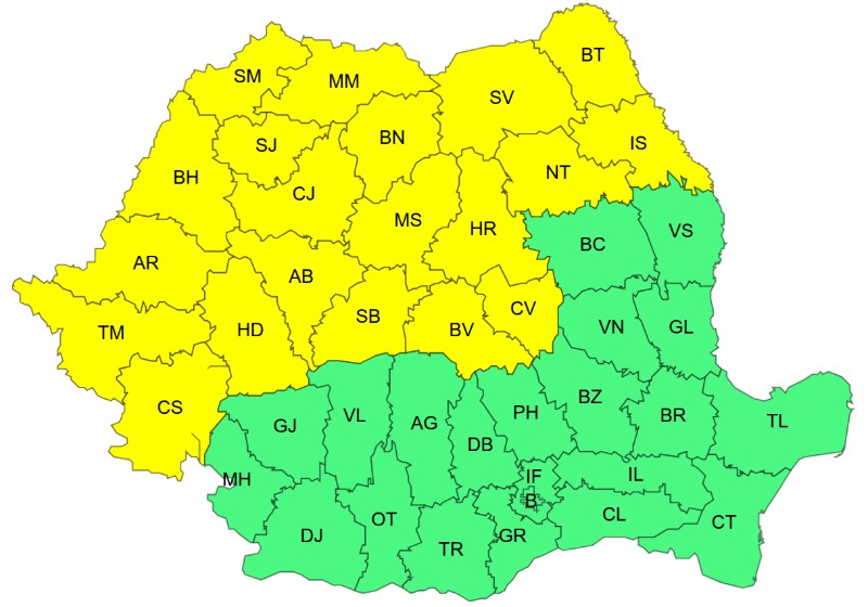 Cod galben de vijelii, ploi și grindină în Regiunea Nord-Est 1 Cod galben de vijelii, ploi și grindină în Regiunea Nord-Est