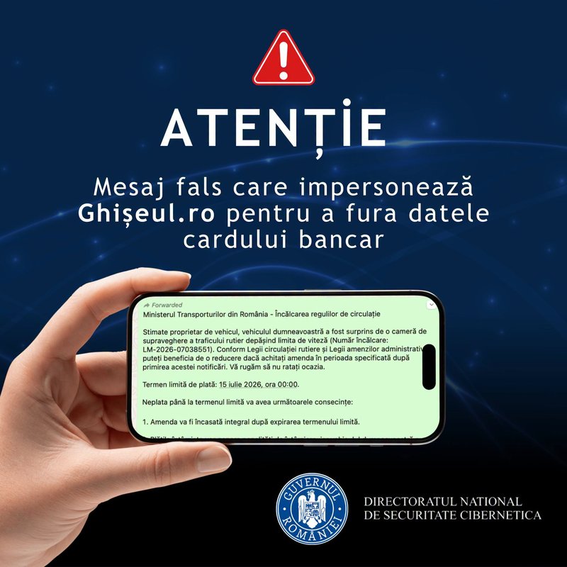 Mesaje false în numele Ministerului Transporturilor pentru furtul datelor bancare
