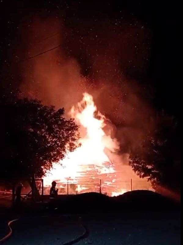 Bacău. Incendiu la un depozit de material lemnos