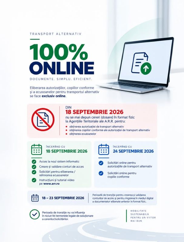 Solicitările pentru autorizarea transportului alternativ se depun doar online – ARR anunță un nou sistem informatic