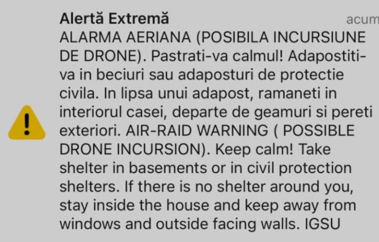 RO-ALERT – posibilă incursiune de drone