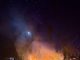 Suceava. Mașină distrusă de flăcări după ce a lovit un copac și gardul unei gospodării