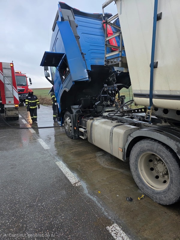 FOTO. Botoșani. Un camion cu cereale a luat foc din mers FOTO. Botoșani. Un camion cu cereale a luat foc din mers
