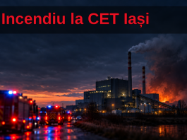 Incendiu la CET Iași, pe Calea Chișinăului. Flăcările au cuprins circa 1.000 de metri pătrați dintr-o hală
