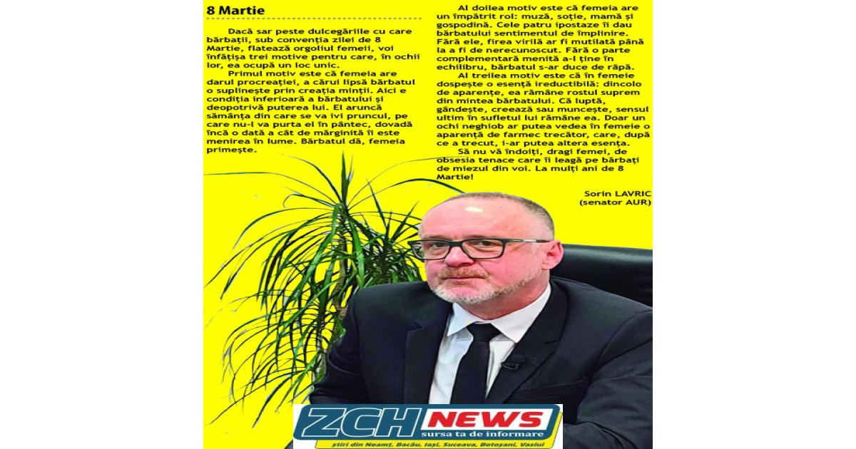 Zch Mesaj de 8 Martie din partea senatorului Sorin Lavric (AUR)